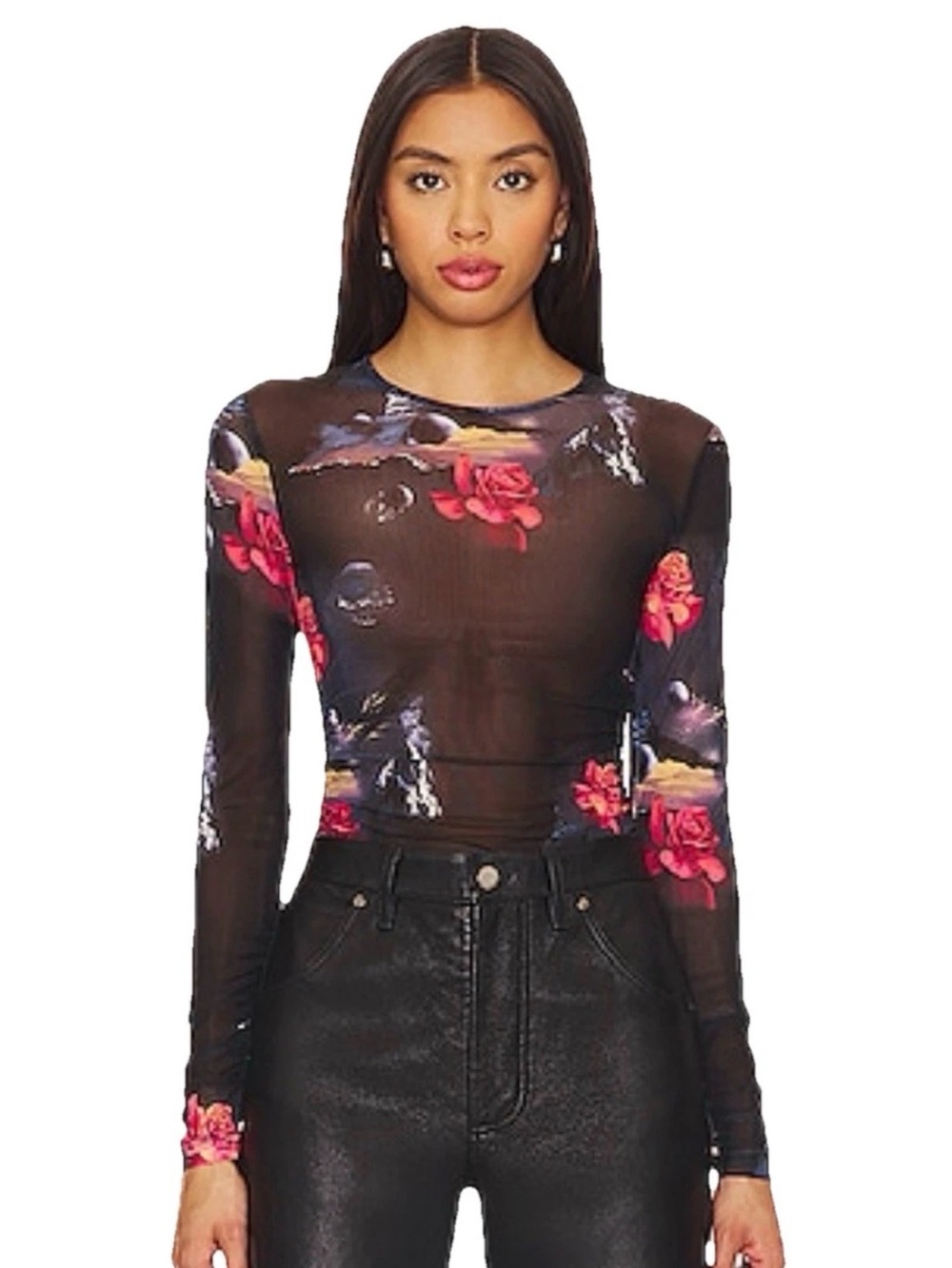 Ganni Gathered Mesh Blouse